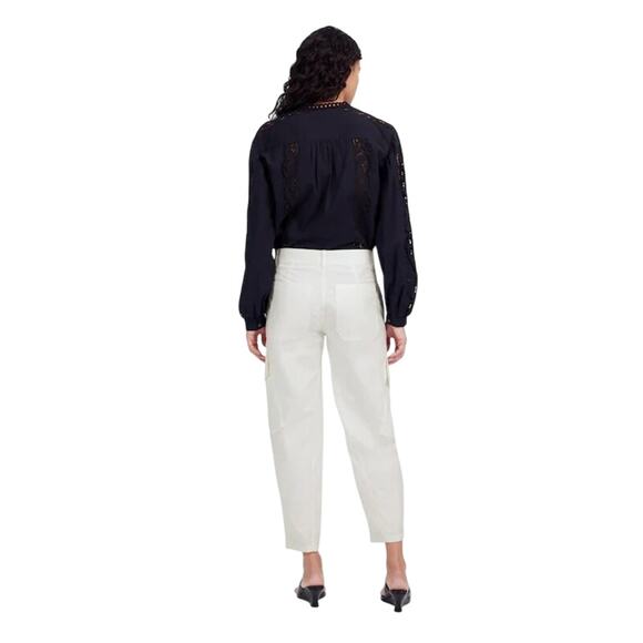 NWT J.Crew White Barrel-Leg Utility Cargo Pants Cotton Twill Size 12 - Picture 4 of 10